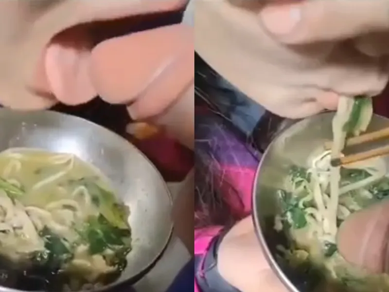 độc lạ em ăn mì còn lấy cò anh chấm vào nước để mút